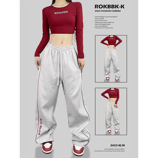 ROKBBK-K/Rokbbk-K Street Dance Fashion Brand Hip Hop American Street DancehiphopWomen's Casual Pants Jazz Dance Suit Tide