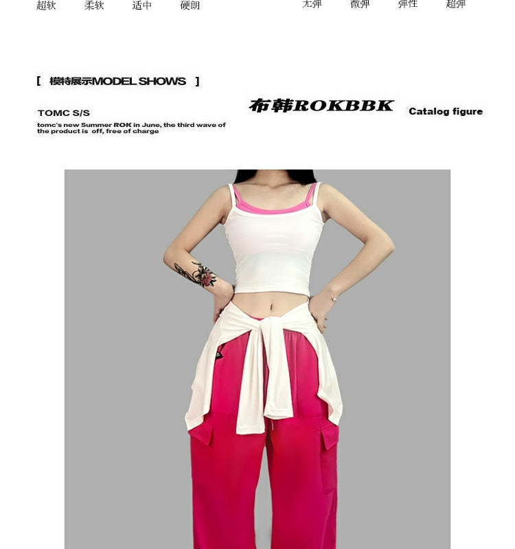 ROKBBK-K/Rokbbk-K Hip Hop Fashion Brand Plum Powder Pocket Hip Hop Jazz Sports DancingjazzWomen's Trousers Suit