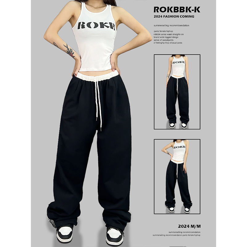 ROKBBK-K/Rokbbk-K Hip Hop Fashion Brand Double Waist Dancing SportshiphopWomen's TrousersjazzJazz Suit Tide