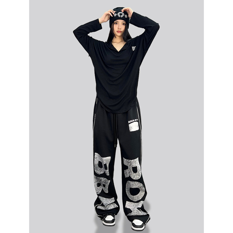 ROKBBK-K/Rokbbk-K Hip Hop Fashion Brand Loose Hip Hop American Jazz Dance Trousers Women's CasualjazzSports Pants