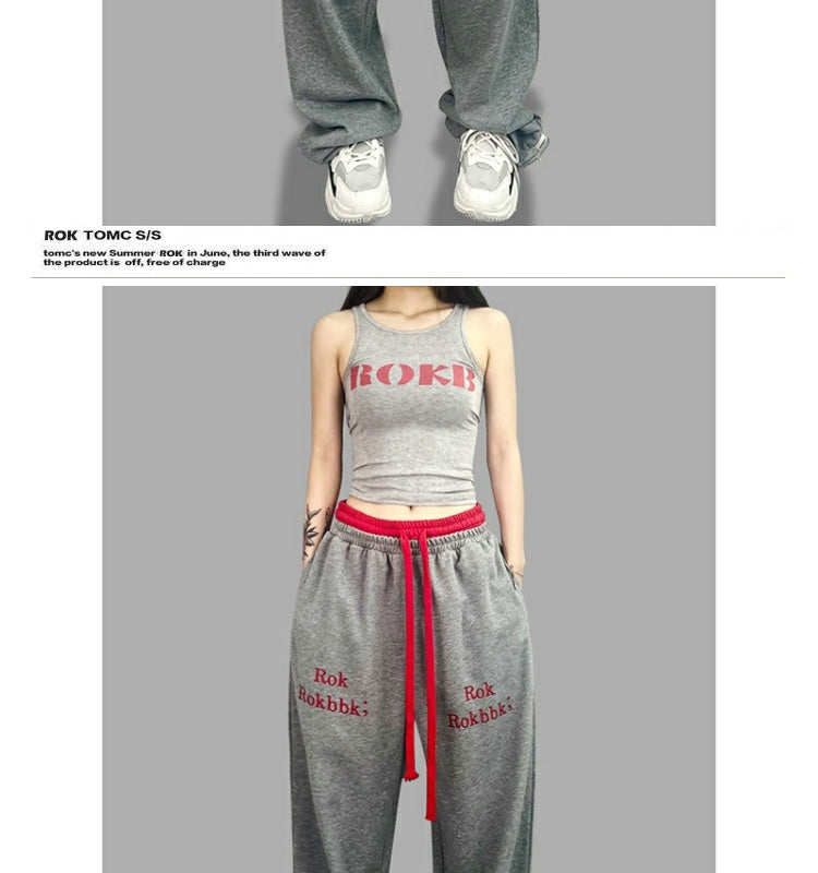 ROKBBK-K/Rokbbk-K Hip Hop Fashion Brand Double Waist JazzhiphopDancing Women's TrousersjazzSports Suit Tide