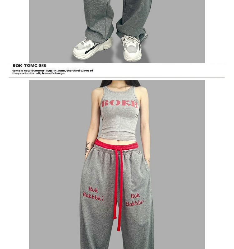 ROKBBK-K/Rokbbk-K Hip Hop Fashion Brand Double Waist JazzhiphopDancing Women's TrousersjazzSports Suit Tide