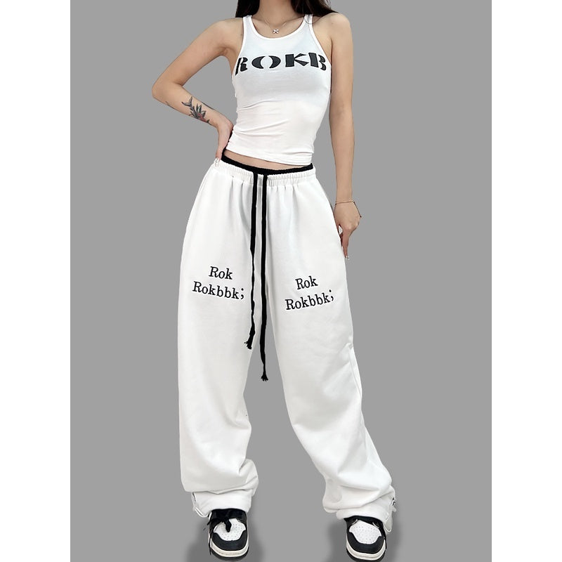 ROKBBK-K/Rokbbk-K Hip Hop Fashion Brand Double Waist Printed Female JazzhiphopTrousersjazzSports Suit