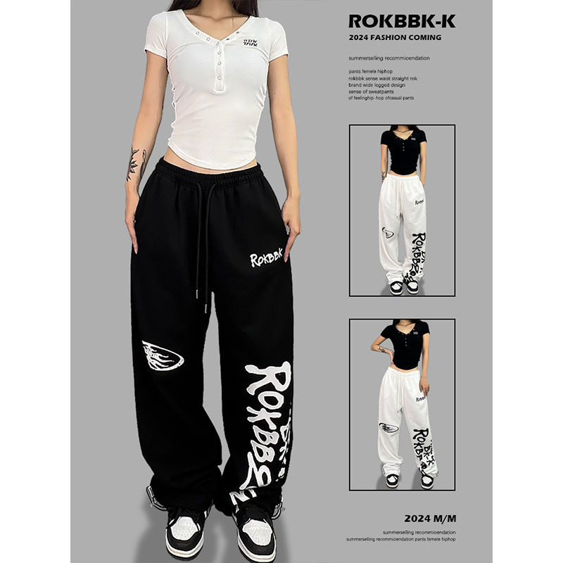 ROKBBK-K/Rokbbk-K Street Dance Fashion Brand Printing Jazz Street DancehiphopWomen's TrousersjazzDancing Sports Pants