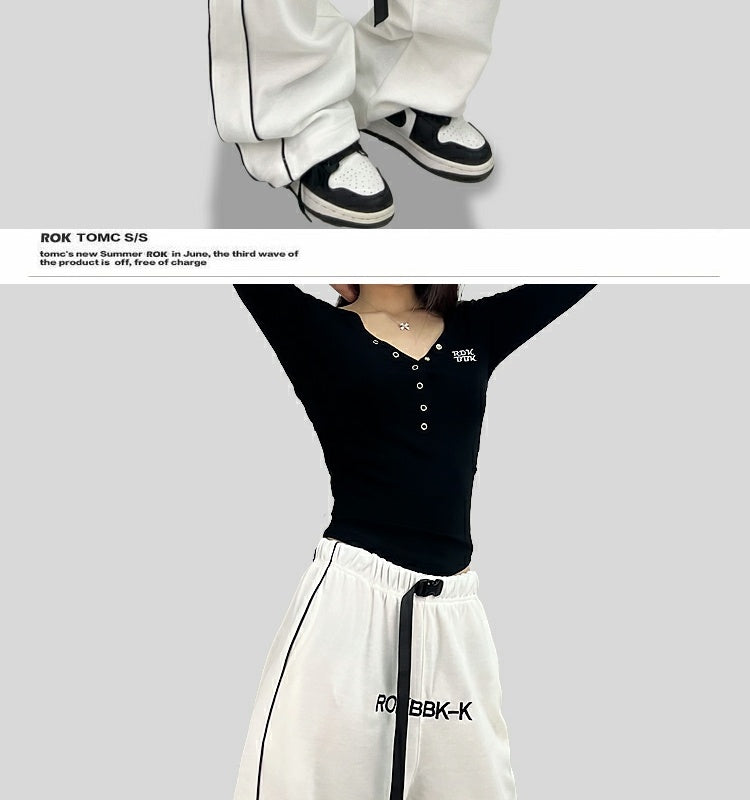 ROKBBK-K/Rokbbk-K Street Dance Fashion Brand Belt JazzhiphopDancing Trousers for WomenjazzFashion Sports Clothing