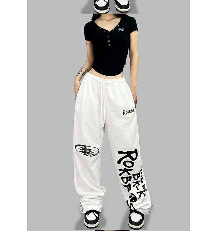 ROKBBK-K/Rokbbk-K Street Dance Fashion Brand Printing Jazz Street DancehiphopWomen's TrousersjazzDancing Sports Pants