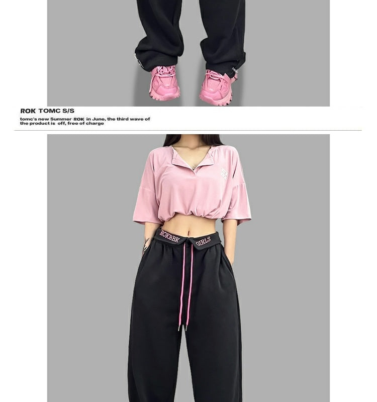 ROKBBK-K/Rokbbk-K Hip Hop Fashion Brand Loose Jazz Sports TrousershiphopSports Dancing Women's Suit Fashion