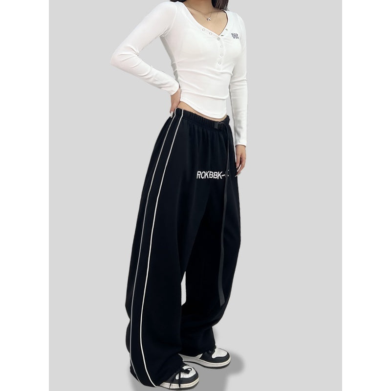 ROKBBK-K/Rokbbk-K Street Dance Fashion Brand Belt JazzhiphopDancing Trousers for WomenjazzFashion Sports Clothing