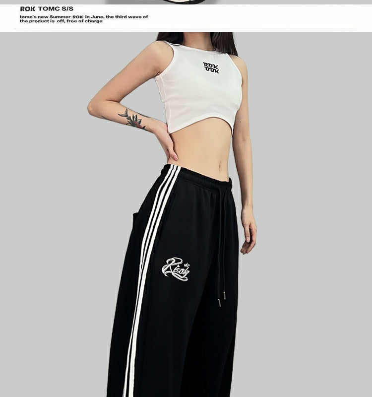 ROKBBK-K/Rokbbk-K Street Dance Fashion Brand Line Crown Embroidery Jazz DancinghiphopFashionable Sports Women's Trousers