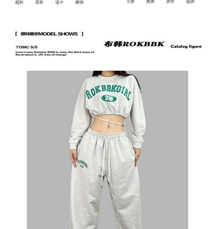 ROKBBK-K/Rokbbk-K Street Dance Fashion Brand JazzhiphopLetter Printed Trousers Women's Dancing Sports Suit Tide