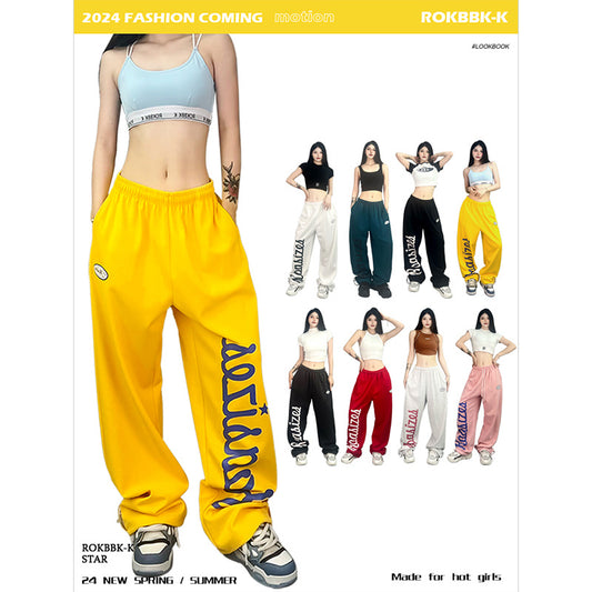 ROKBBK-K/Rokbbk-K Street Dance Fashion Brand Multicolor JazzhiphopTrack Sweatpants Female DancingjazzFashionable Trousers