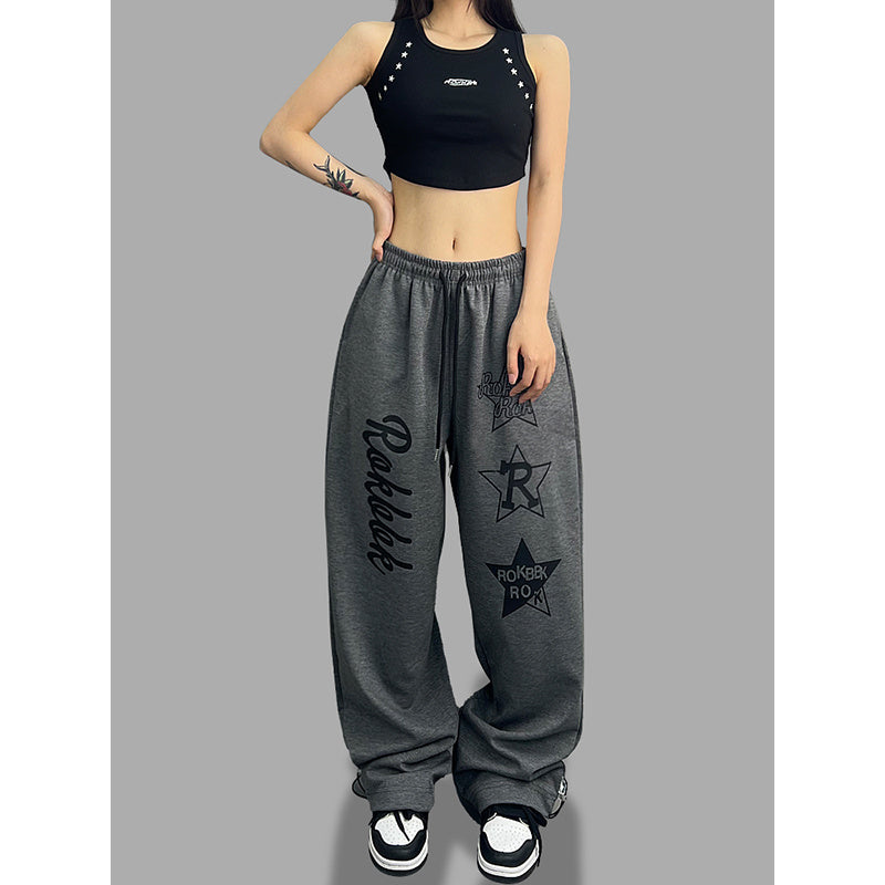 ROKBBK-K/Rokbbk-K Hip Hop Fashion Brand Hip Hop Loose Jazz Dance Sweatpants for WomenhiphopHip Hop Casual Trousers