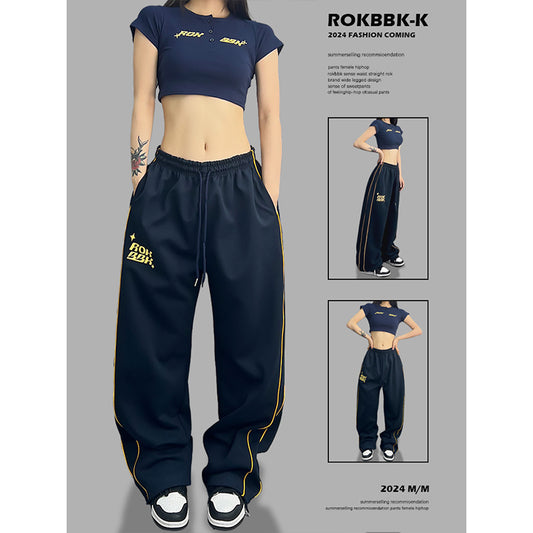 ROKBBK-K/Rokbbk-K Street Dance Fashion Brand Personalized Color Matching Jazz Dance Pants Women's American Style Hip Hop Street Sports Pants