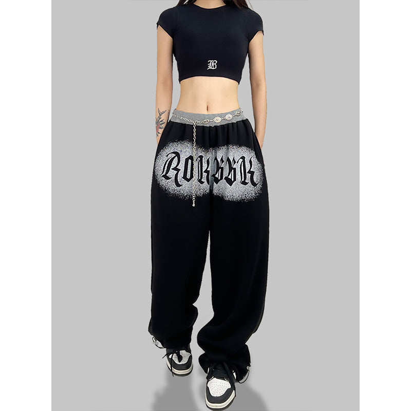 ROKBBK-K/Rokbbk-K Hip Hop Fashion Brand Letter Printing Screw Type Dancing Trousers Female JazzhiphopSuit Tide