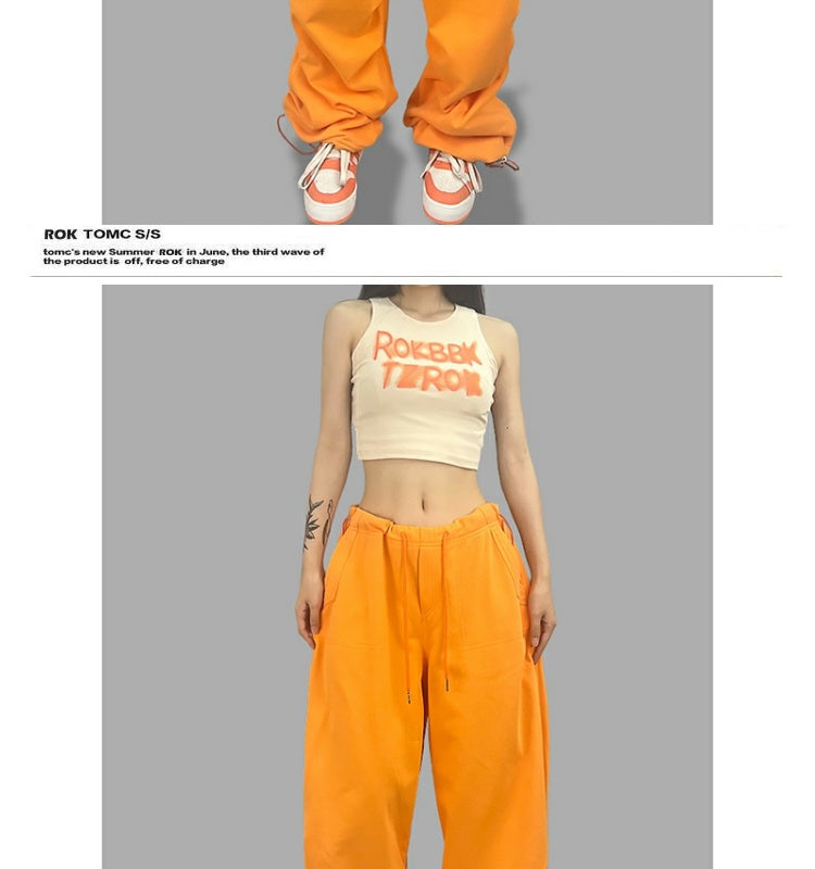 ROKBBK-K/Rokbbk-K Street Dance Fashion Brand JazzhiphopWomen's Sports Suit OrangejazzDancing Pants Tide