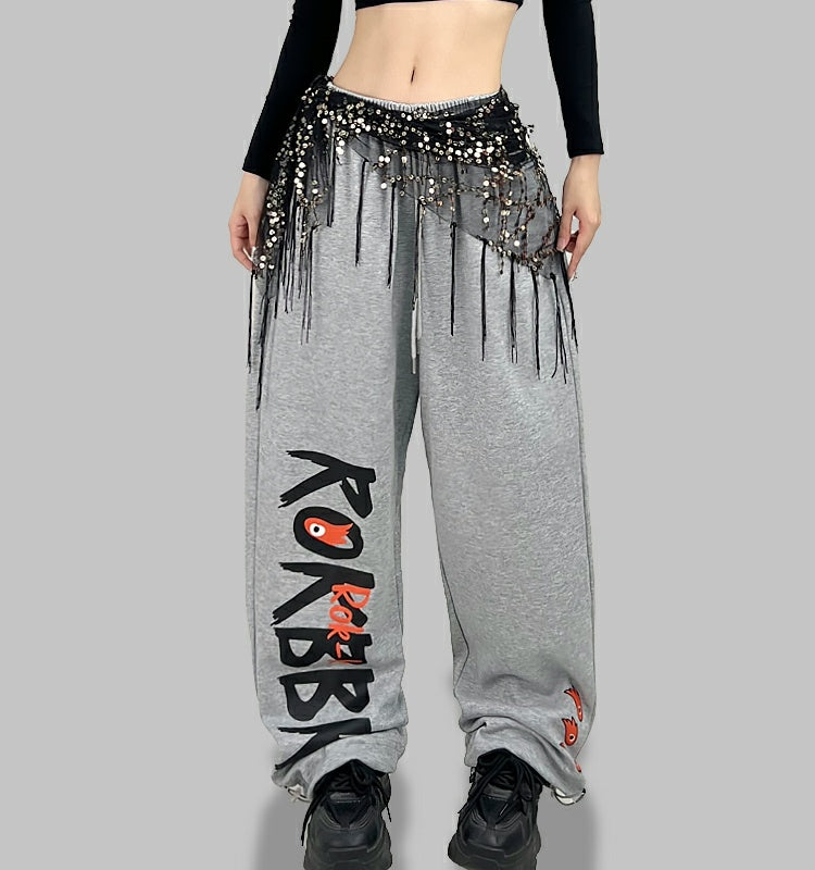 ROKBBK-K/Rokbbk-K Hip Hop Fashion Brand Printing JazzjazzSports TrousershiphopDancing Suit Women