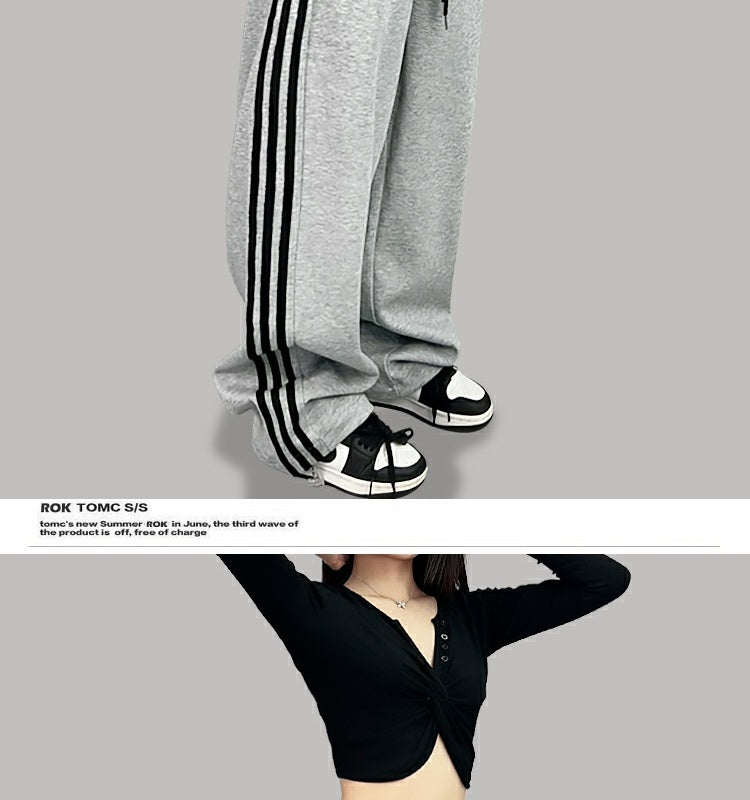 ROKBBK-K/Rokbbk-K Street Dance Fashion Brand Stitching Waist Three Bars SportshiphopWomen's Trousers Jazz Suit