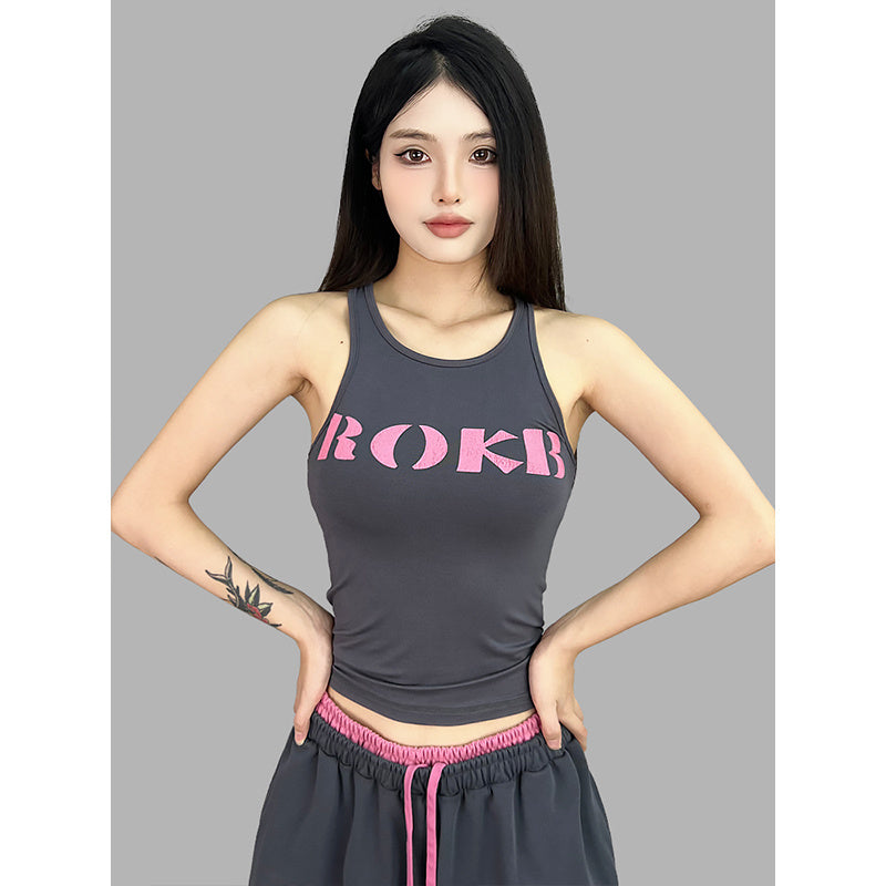 ROKBBK-K/Rokbbk-K Street Dance Fashion Brand Letter Printing DancingjazzVest for WomenhiphopJazz Top Fashion