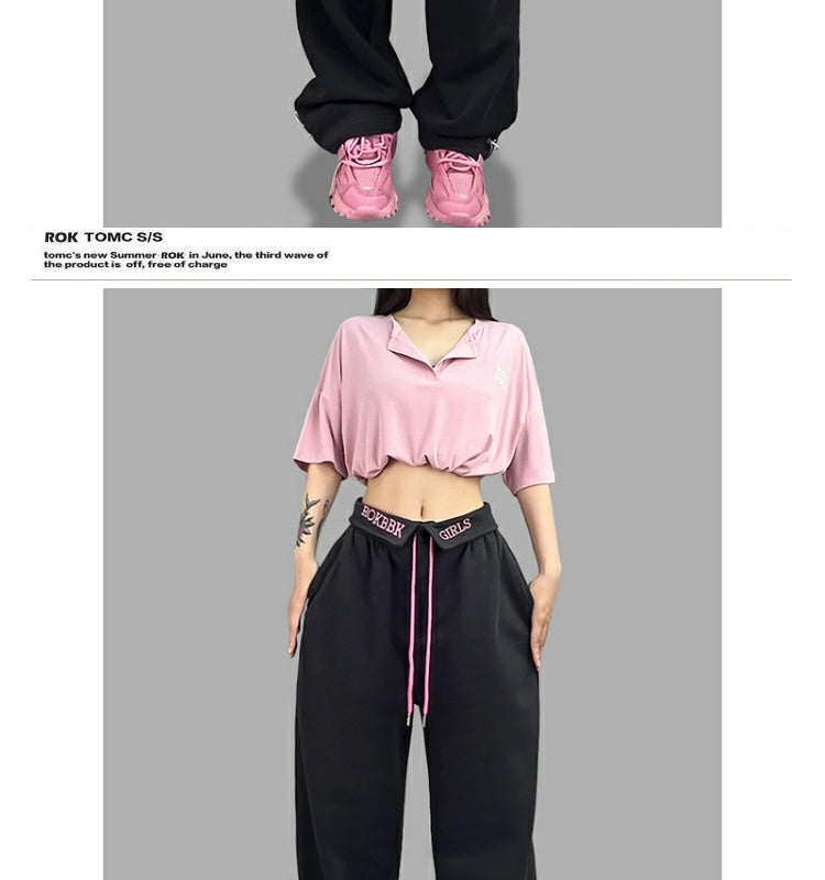 ROKBBK-K/Rokbbk-K Hip Hop Fashion Brand Loose Jazz Sports TrousershiphopSports Dancing Women's Suit Fashion