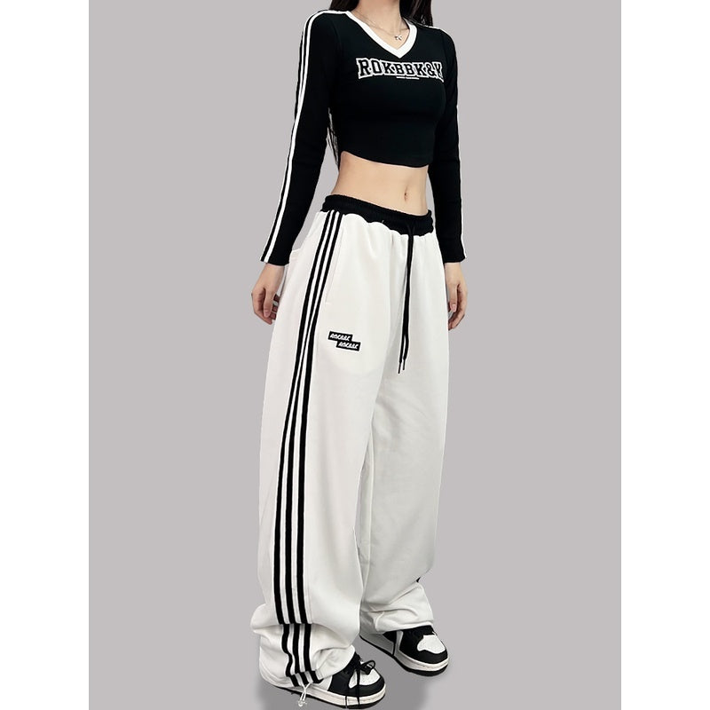 ROKBBK-K/Rokbbk-K Street Dance Fashion Brand Stitching Waist Three Bars SportshiphopWomen's Trousers Jazz Suit