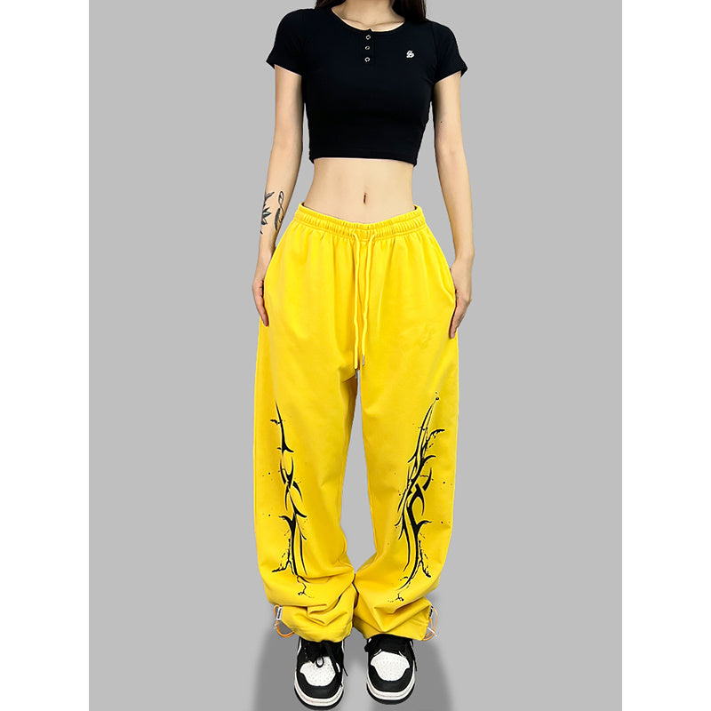 ROKBBK-K/Rokbbk-K Street Dance Fashion Brand JazzhiphopWomen's Four-Piece Printed Dancing TrousersjazzSports Pants