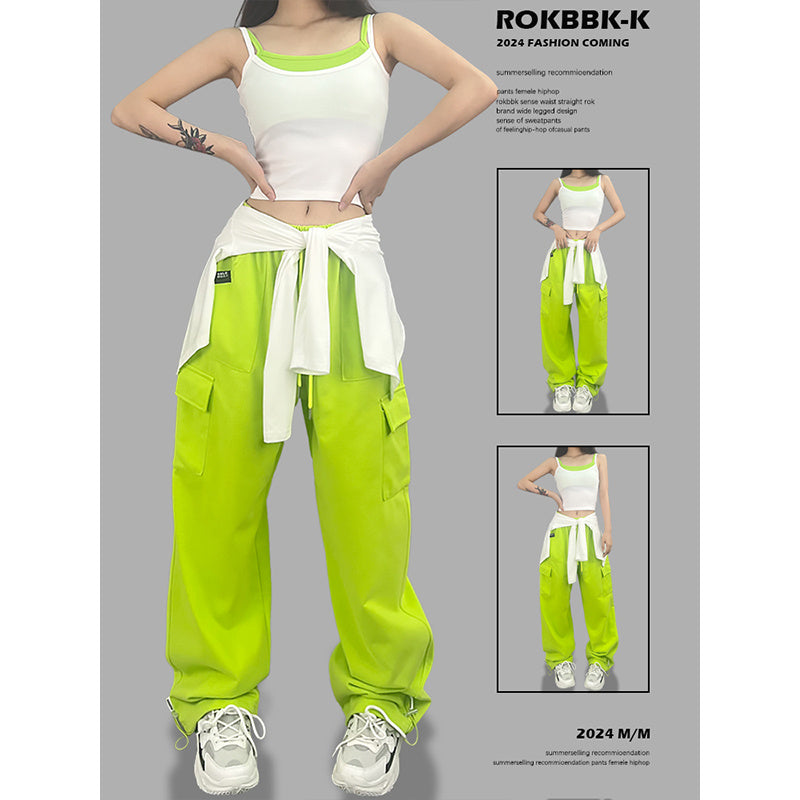 ROKBBK-K/Rokbbk-K Hip Hop Fashion Brand Double Side Pocket Jazz Dancing Trousers Women's Sports Hip HopjazzSuit