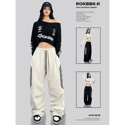 ROKBBK-K/Rokbbk-K Street Dance Fashion Brand American Style Hip Hop LeisurehiphopTrousers Loose Cool Sports Pants Female