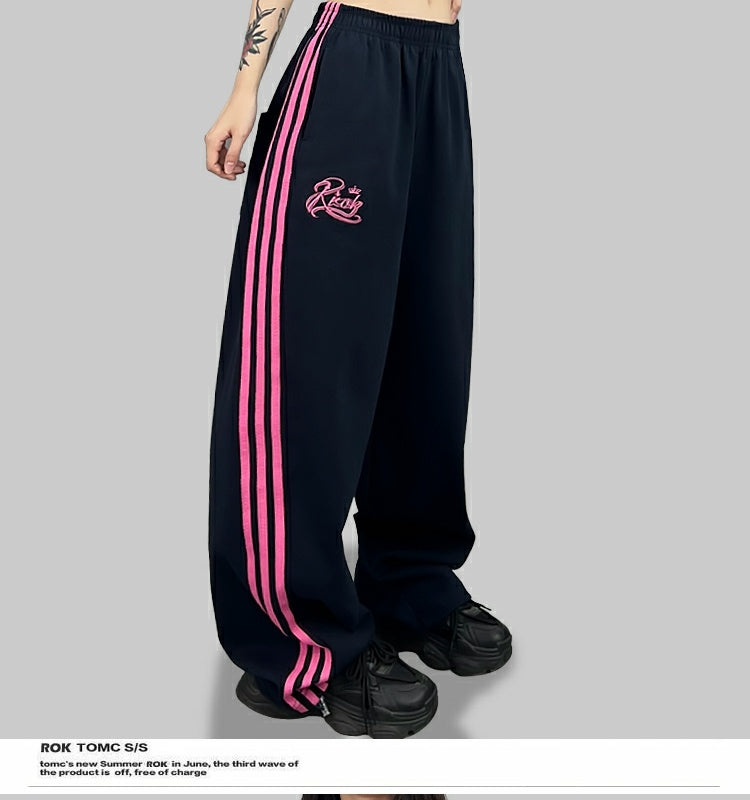 ROKBBK-K/Rokbbk-K Street Dance Fashion Brand Line Crown Embroidery Jazz DancinghiphopFashionable Sports Women's Trousers