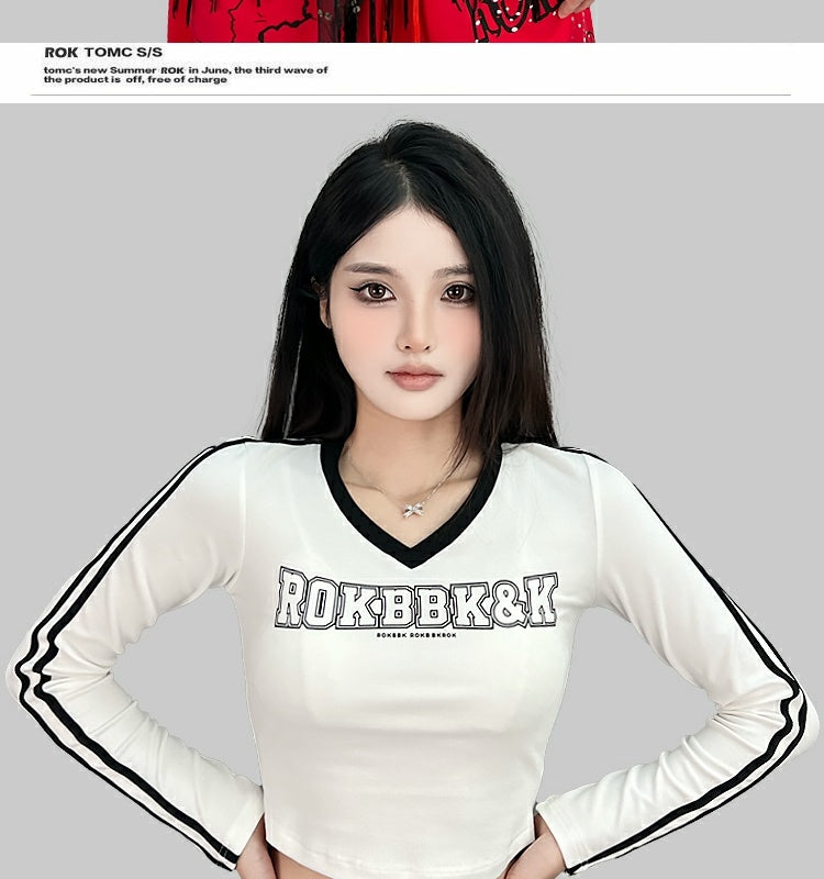 ROKBBK-K/Rokbbk-K Street Dance Fashion Brand JazzjazzSportsVCollar Top Female DancinghiphopFashion Clothing