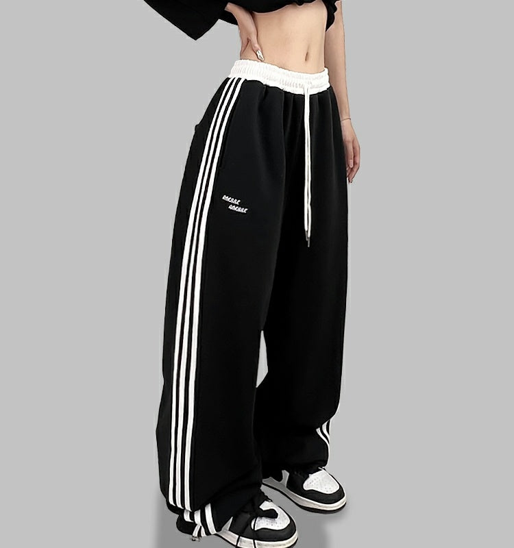 ROKBBK-K/Rokbbk-K Street Dance Fashion Brand Stitching Waist SportshiphopWomen's Three-Bar Trousers Jazz Suit