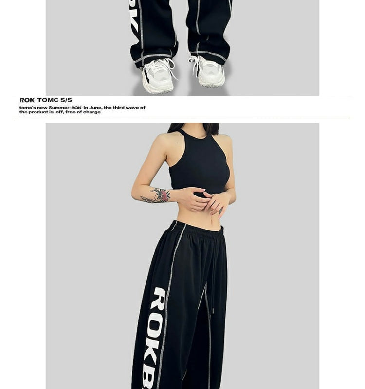 ROKBBK-K/Rokbbk-K Hip Hop Fashion Brand Side Printing Hip Hop Sports Suit WomenhiphopJazz Dancing Pants