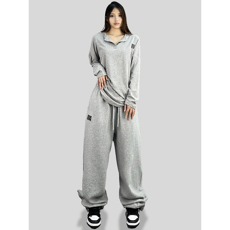 Jazz Rap Sports Pants Female Embroidery Loose Straight DancinghiphopCasual Trousers