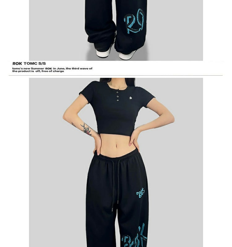 ROKBBK-K/Rokbbk-K Street Dance Fashion Brand SportsjazzJazz Pants Women's Letter PrintinghiphopFashion Clothing