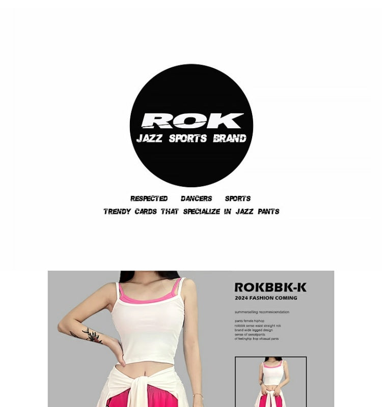 ROKBBK-K/Rokbbk-K Hip Hop Fashion Brand Plum Powder Pocket Hip Hop Jazz Sports DancingjazzWomen's Trousers Suit