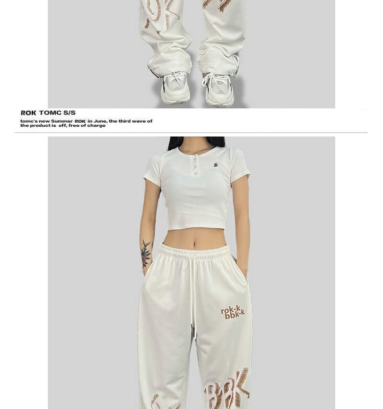 ROKBBK-K/Rokbbk-K Street Dance Fashion Brand SportsjazzJazz Pants Women's Letter PrintinghiphopFashion Clothing