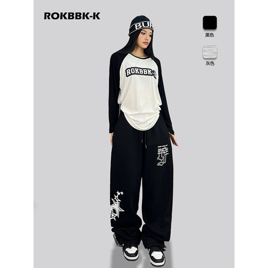 ROKBBK-K/Rokbbk-K Street Dance Fashion Brand Jazz DancehiphopHip Hop Wide Leg Pants Women LoosejazzSports Tide