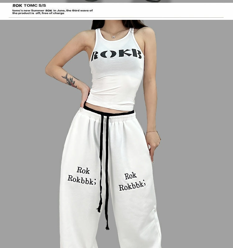 ROKBBK-K/Rokbbk-K Hip Hop Fashion Brand Double Waist Printed Female JazzhiphopTrousersjazzSports Suit