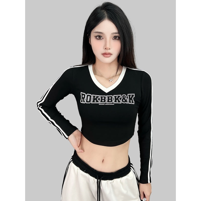 ROKBBK-K/Rokbbk-K Street Dance Fashion Brand JazzjazzSportsVCollar Top Female DancinghiphopFashion Clothing