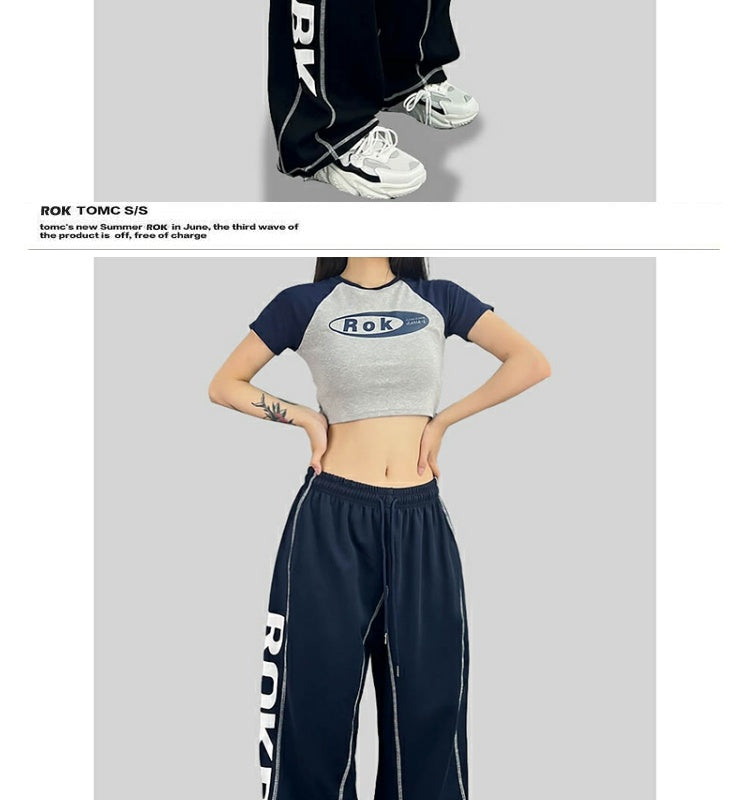 ROKBBK-K/Rokbbk-K Hip Hop Fashion Brand Side Printing Hip Hop Sports Suit WomenhiphopJazz Dancing Pants