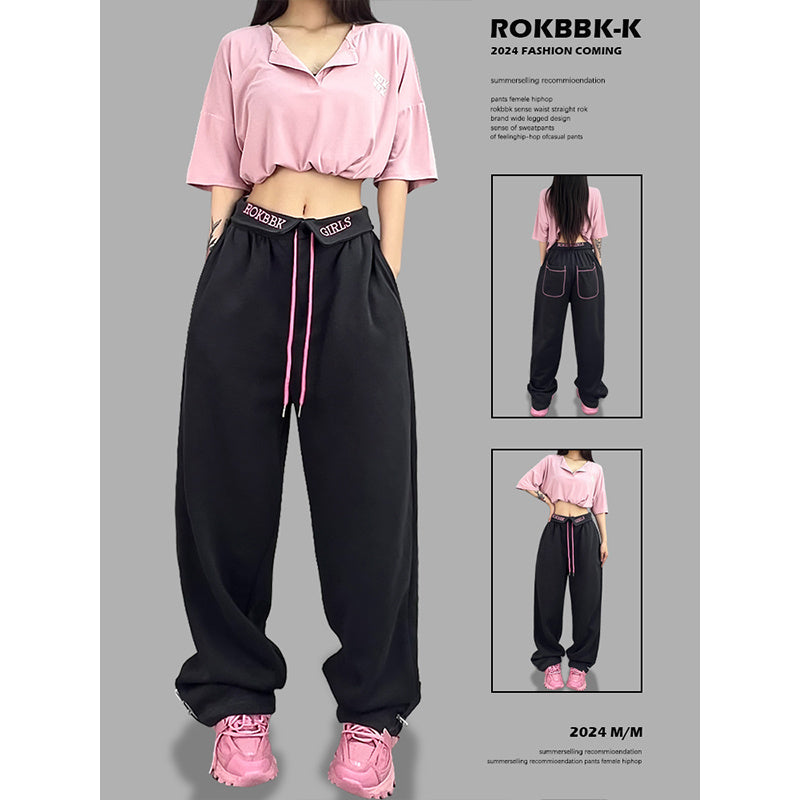 ROKBBK-K/Rokbbk-K Hip Hop Fashion Brand Loose Jazz Sports TrousershiphopSports Dancing Women's Suit Fashion