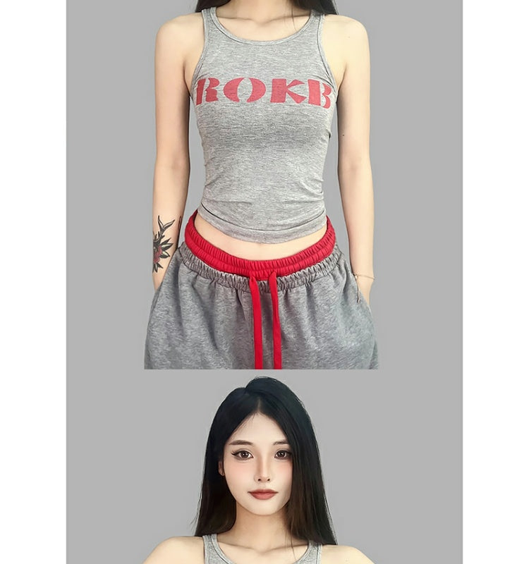 ROKBBK-K/Rokbbk-K Street Dance Fashion Brand Letter Printing DancingjazzVest for WomenhiphopJazz Top Fashion