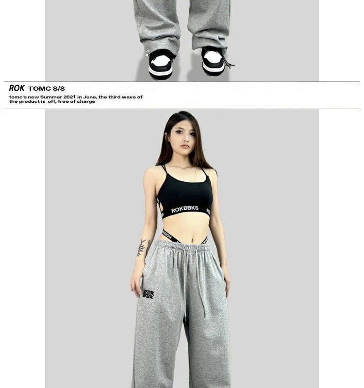 ROKBBK-K/Rokbbk-K Hip Hop Fashion Brand Loose Track Pants Embroidered Hip Hop Trousers Jazz DancejazzWomen's Pants