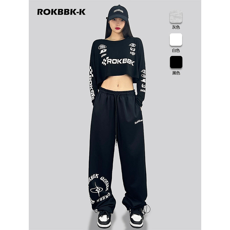 ROKBBK-K/Rokbbk-K Street Dance Fashion Brand Loose Hip Hop PersonalityjazzWomen's Jazz Sports Casual Pants