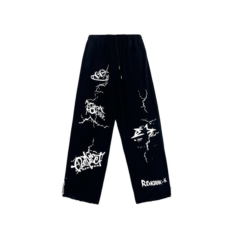 ROKBBK-K/Rokbbk-K Street Dance Fashion Brand Cupid Printed Jazz Trousers Women's SportsjazzWaist Wear Suit Tide