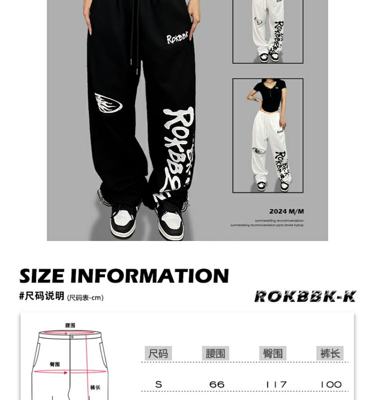 ROKBBK-K/Rokbbk-K Street Dance Fashion Brand Printing Jazz Street DancehiphopWomen's TrousersjazzDancing Sports Pants