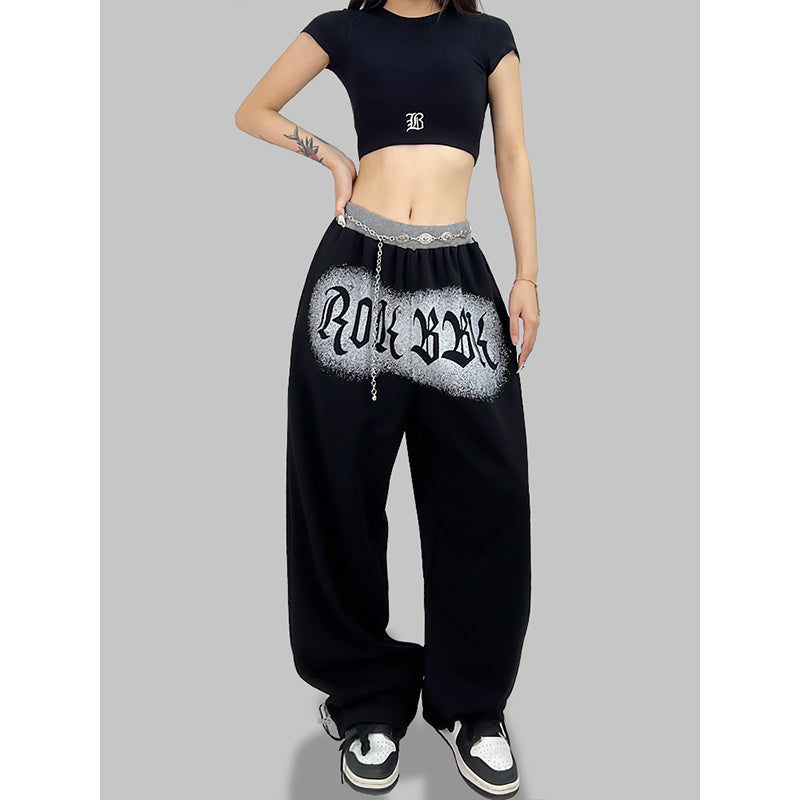 ROKBBK-K/Rokbbk-K Hip Hop Fashion Brand Letter Printing Screw Type Dancing Trousers Female JazzhiphopSuit Tide