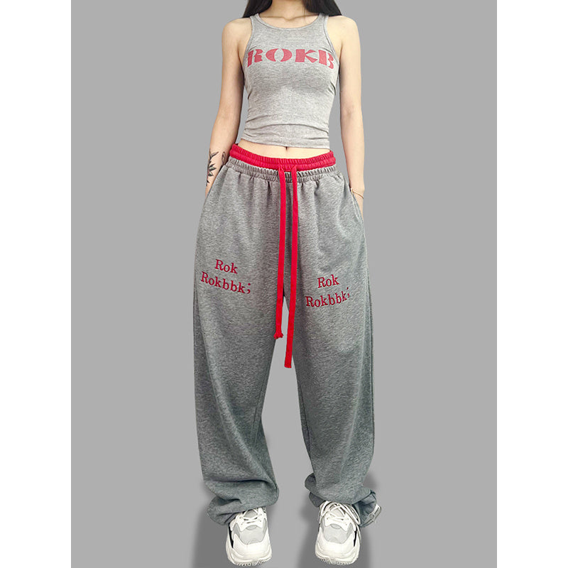 ROKBBK-K/Rokbbk-K Hip Hop Fashion Brand Double Waist JazzhiphopDancing Women's TrousersjazzSports Suit Tide