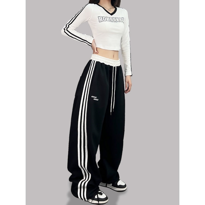 ROKBBK-K/Rokbbk-K Street Dance Fashion Brand Stitching Waist Three Bars SportshiphopWomen's Trousers Jazz Suit