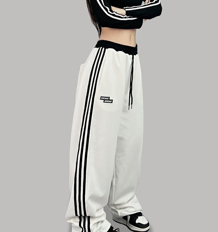 ROKBBK-K/Rokbbk-K Street Dance Fashion Brand Stitching Waist Three Bars SportshiphopWomen's Trousers Jazz Suit