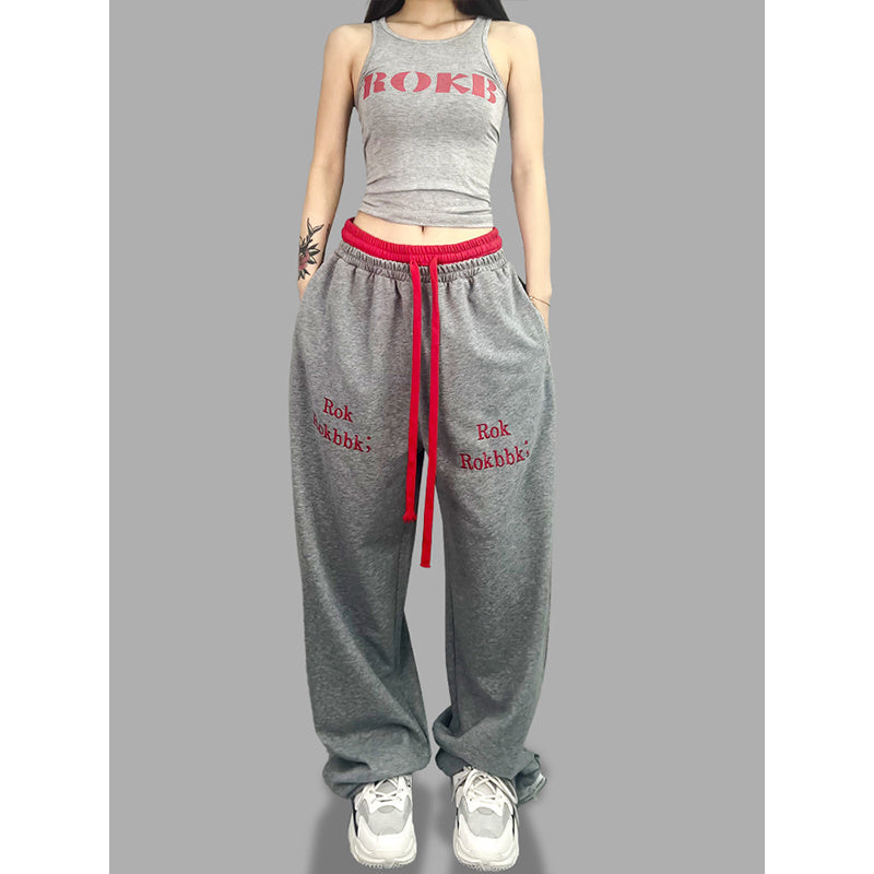 ROKBBK-K/Rokbbk-K Hip Hop Fashion Brand Double Waist JazzhiphopDancing Women's TrousersjazzSports Suit Tide